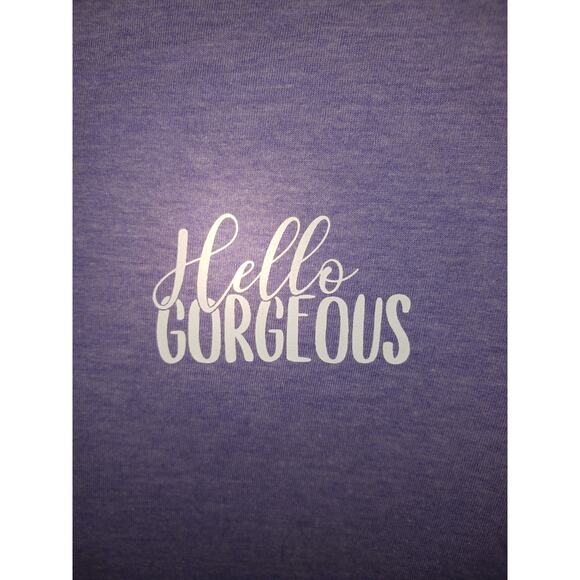 Hello Gorgeous V-Neck Heather Lilac Mossimo T-Shirt Size XL - Picture 2 of 3